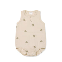 Pima Cotton Noah Playsuit - Henry Hedgehog Birch Childrens Playsuit from Jamie Kay Australia