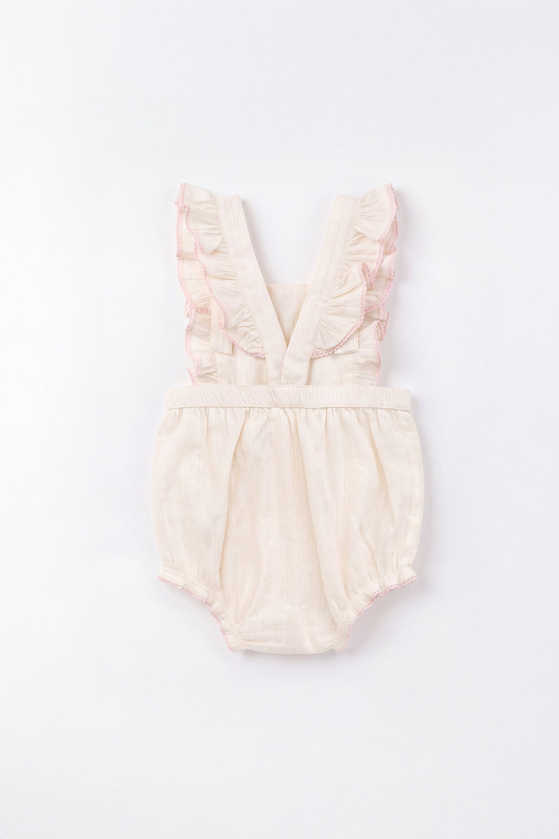 Organic Cotton Zadie Playsuit - Vanilla Embroidery Pink Childrens Playsuit from Jamie Kay Australia