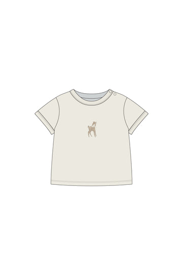 Pima Cotton Eddie T-Shirt - Fable Deer Cloud Childrens Top from Jamie Kay Australia