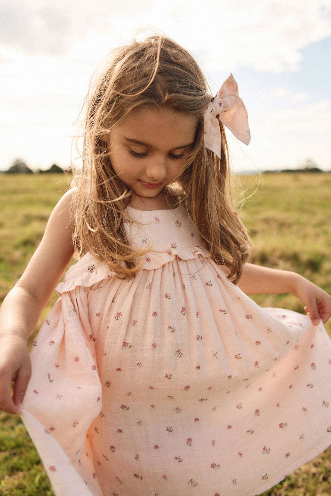 Organic Cotton Muslin Lola Dress - Meredith Morganite Childrens Dress from Jamie Kay Australia