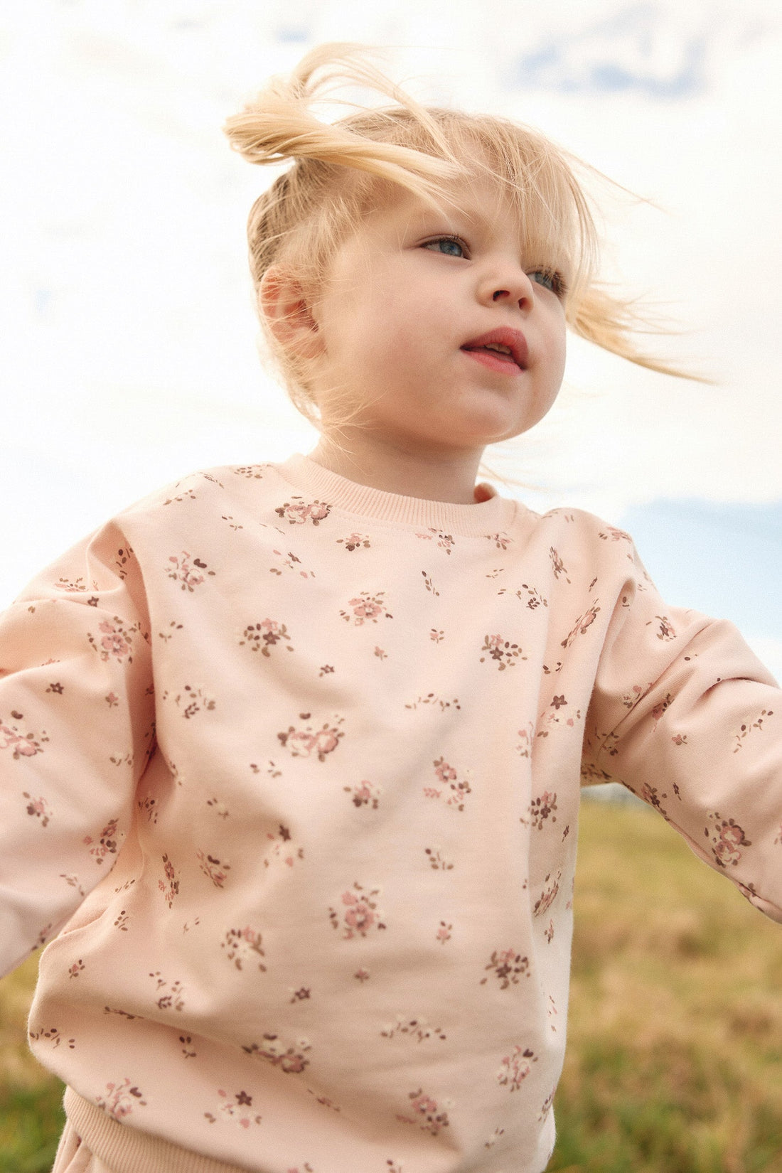 Organic Cotton Bobbie Sweatshirt - Petite Fleur Soft Peony Childrens Top from Jamie Kay Australia