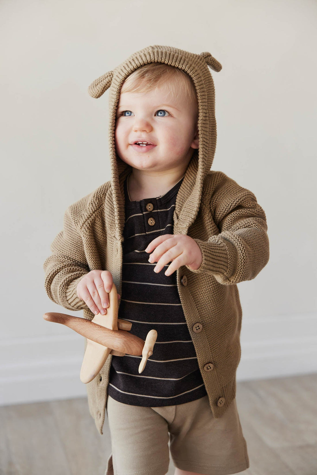 Pima Cotton Jason Tee - Easy Stripe Dark Chocolate/Woodsmoke Childrens Top from Jamie Kay Australia