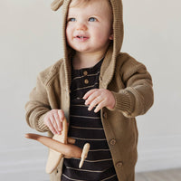 Pima Cotton Jason Tee - Easy Stripe Dark Chocolate/Woodsmoke Childrens Top from Jamie Kay Australia