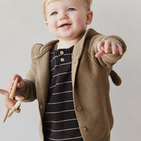 Pima Cotton Jason Tee - Easy Stripe Dark Chocolate/Woodsmoke Childrens Top from Jamie Kay Australia