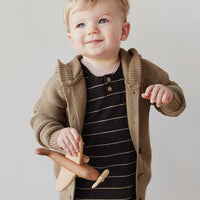 Pima Cotton Jason Tee - Easy Stripe Dark Chocolate/Woodsmoke Childrens Top from Jamie Kay Australia