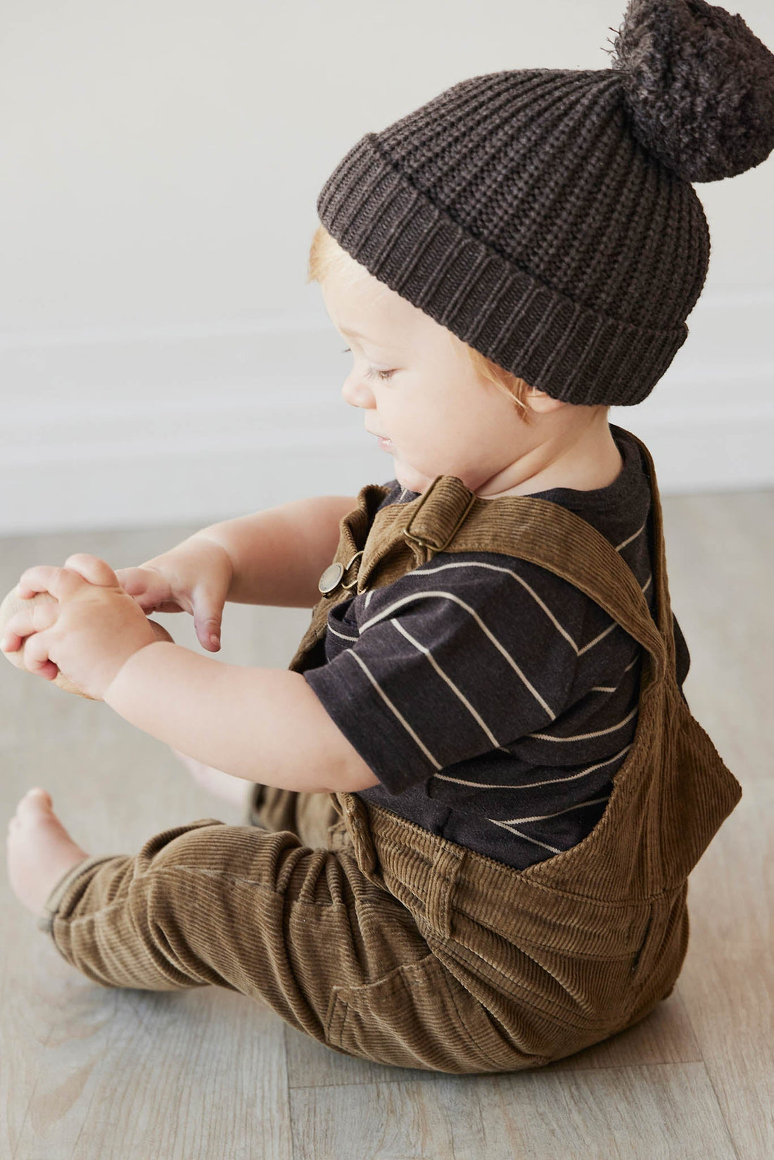 Pima Cotton Jason Tee - Easy Stripe Dark Chocolate/Woodsmoke Childrens Top from Jamie Kay Australia