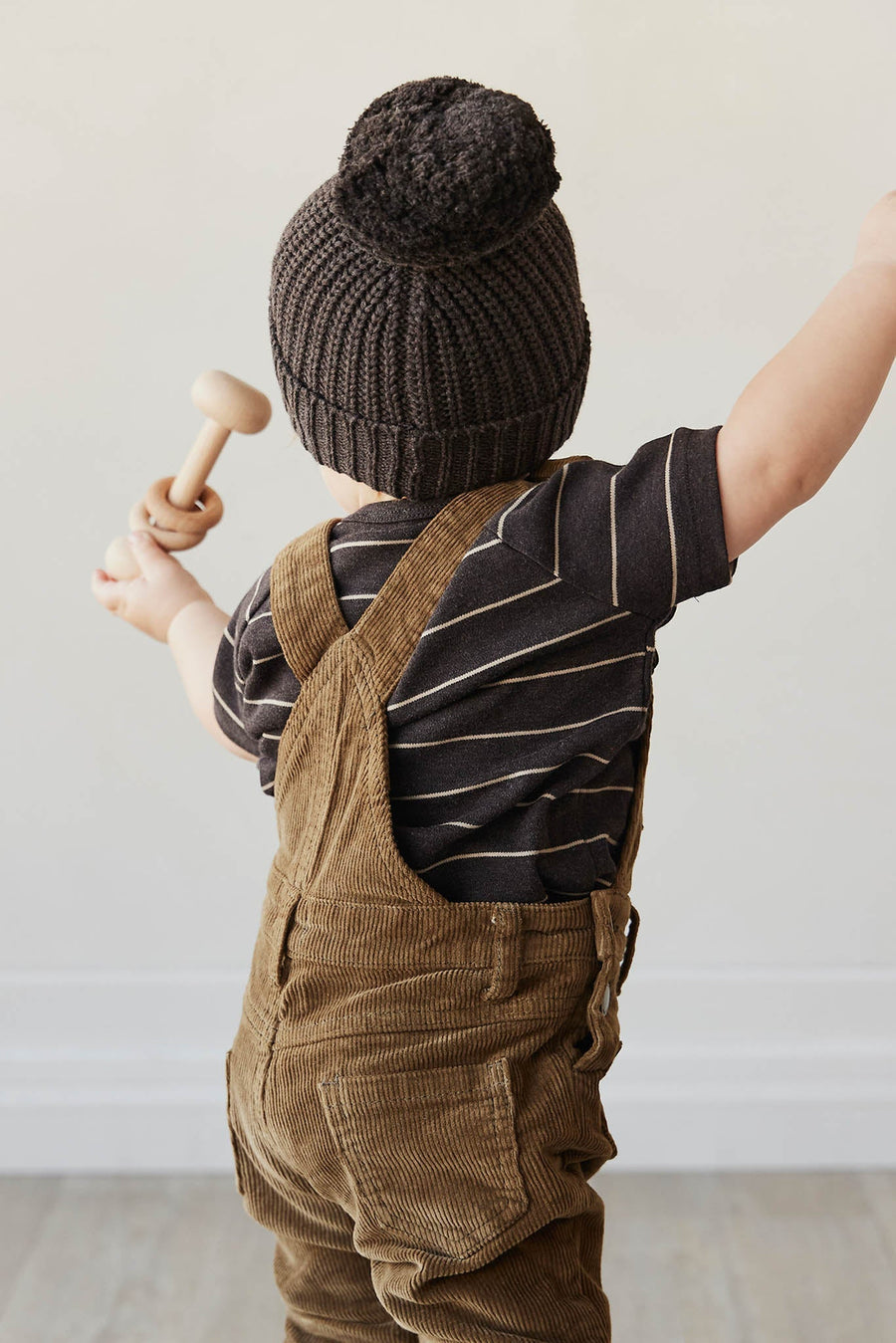 Pima Cotton Jason Tee - Easy Stripe Dark Chocolate/Woodsmoke Childrens Top from Jamie Kay Australia