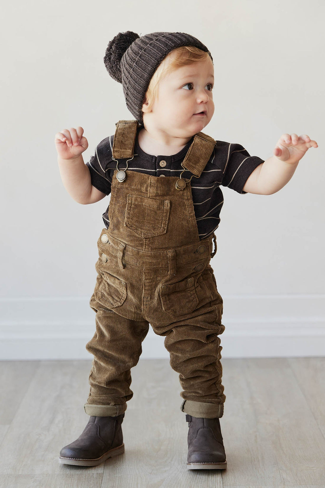 Pima Cotton Jason Tee - Easy Stripe Dark Chocolate/Woodsmoke Childrens Top from Jamie Kay Australia