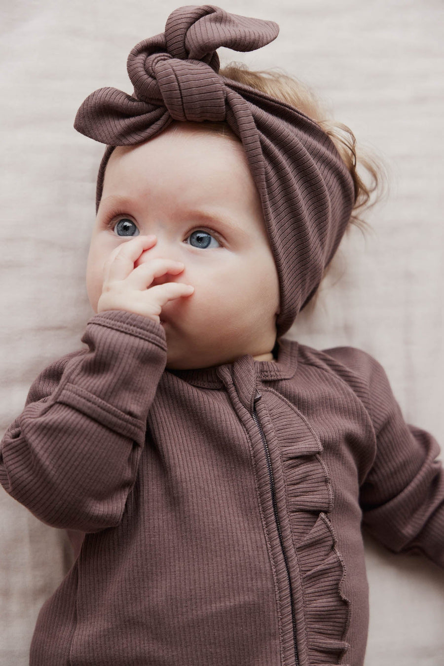 Organic Cotton Fine Rib Headband - Deep Cocoa Childrens Headband from Jamie Kay Australia