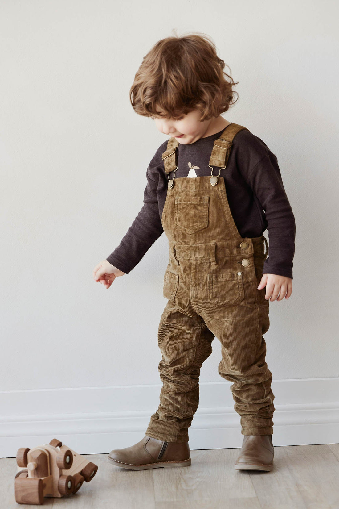 Pima Cotton Arnold Long Sleeve Top - Dark Chocolate Childrens Top from Jamie Kay Australia