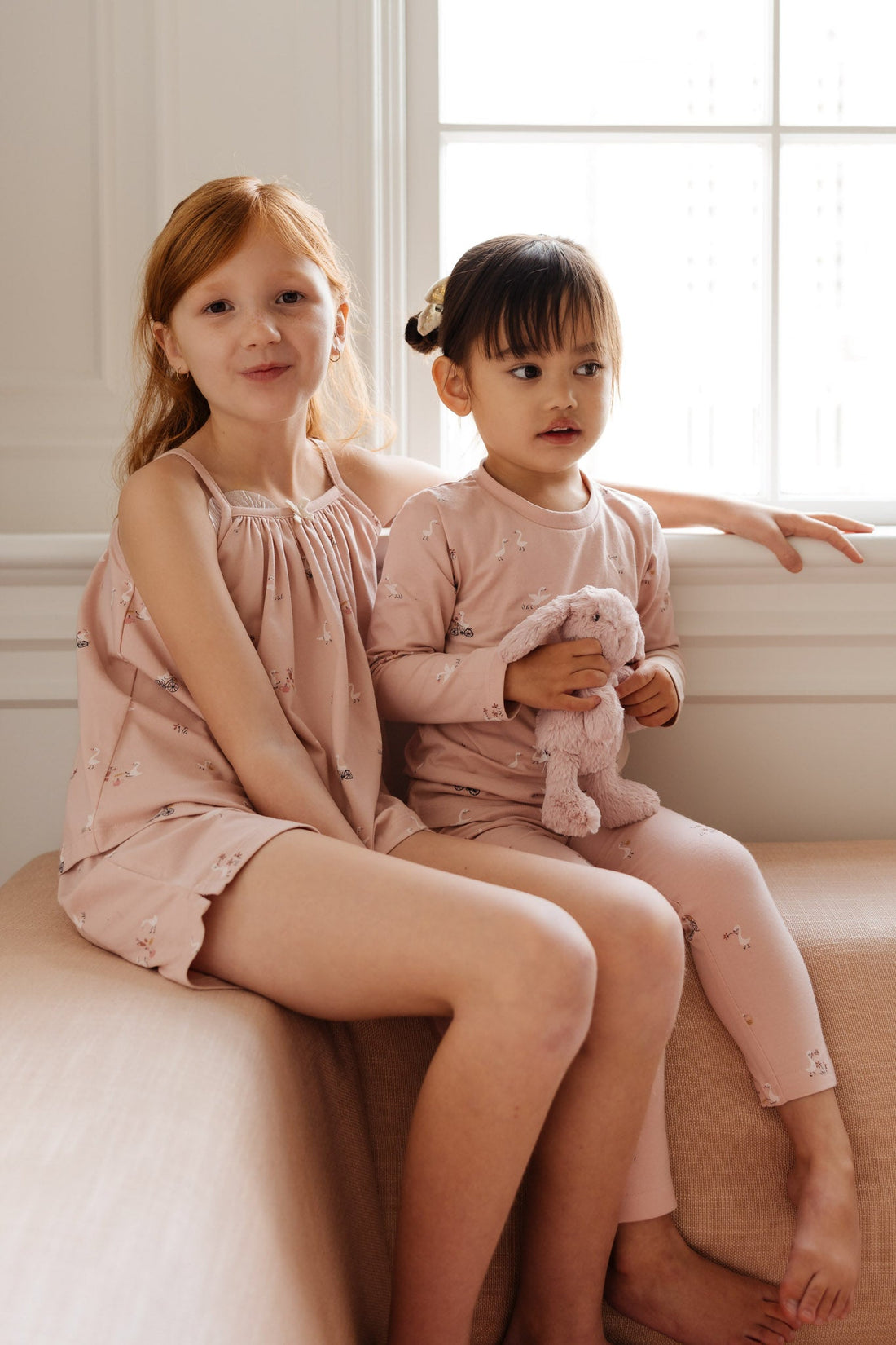 Organic Cotton Atlas Long Sleeve Set - Swans Picnic Childrens Pyjama from Jamie Kay Australia