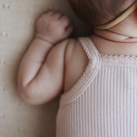 Organic Cotton Modal Singlet Bodysuit - Dainty Pink Childrens Bodysuit from Jamie Kay Australia