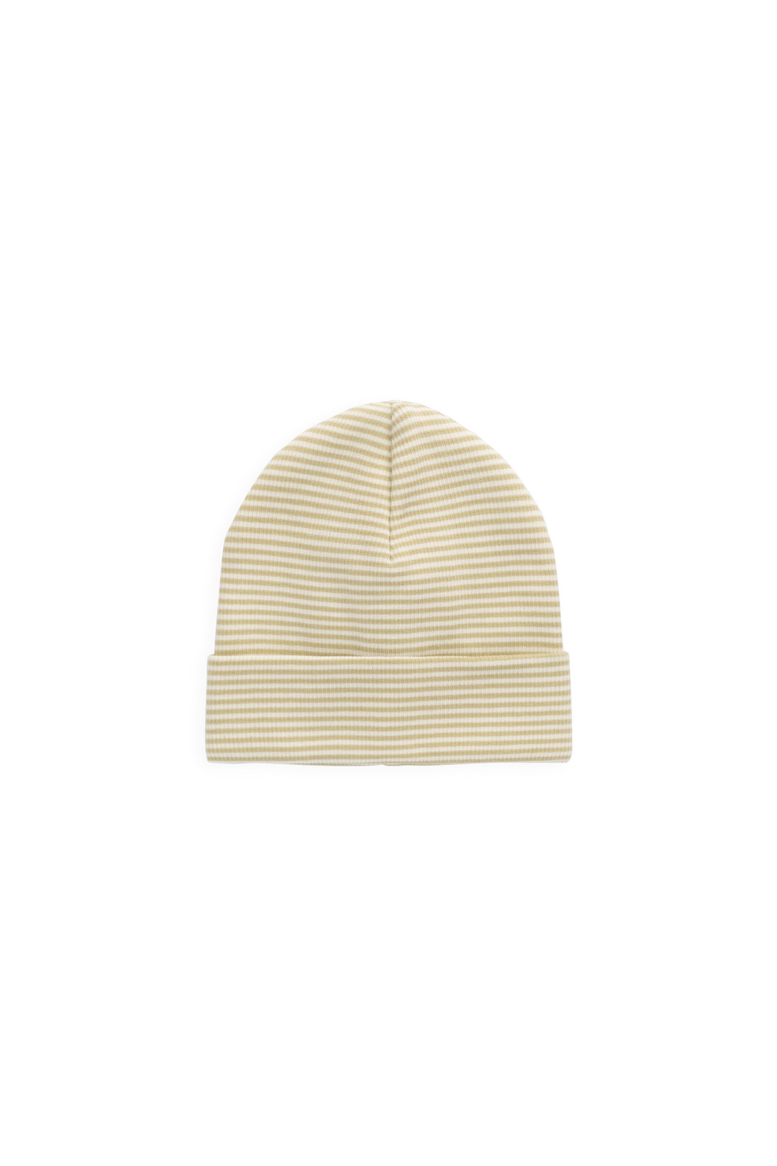 Organic Cotton Fine Rib Micah Beanie - Petite Stripe Hay/Cloud Childrens Hat from Jamie Kay Australia