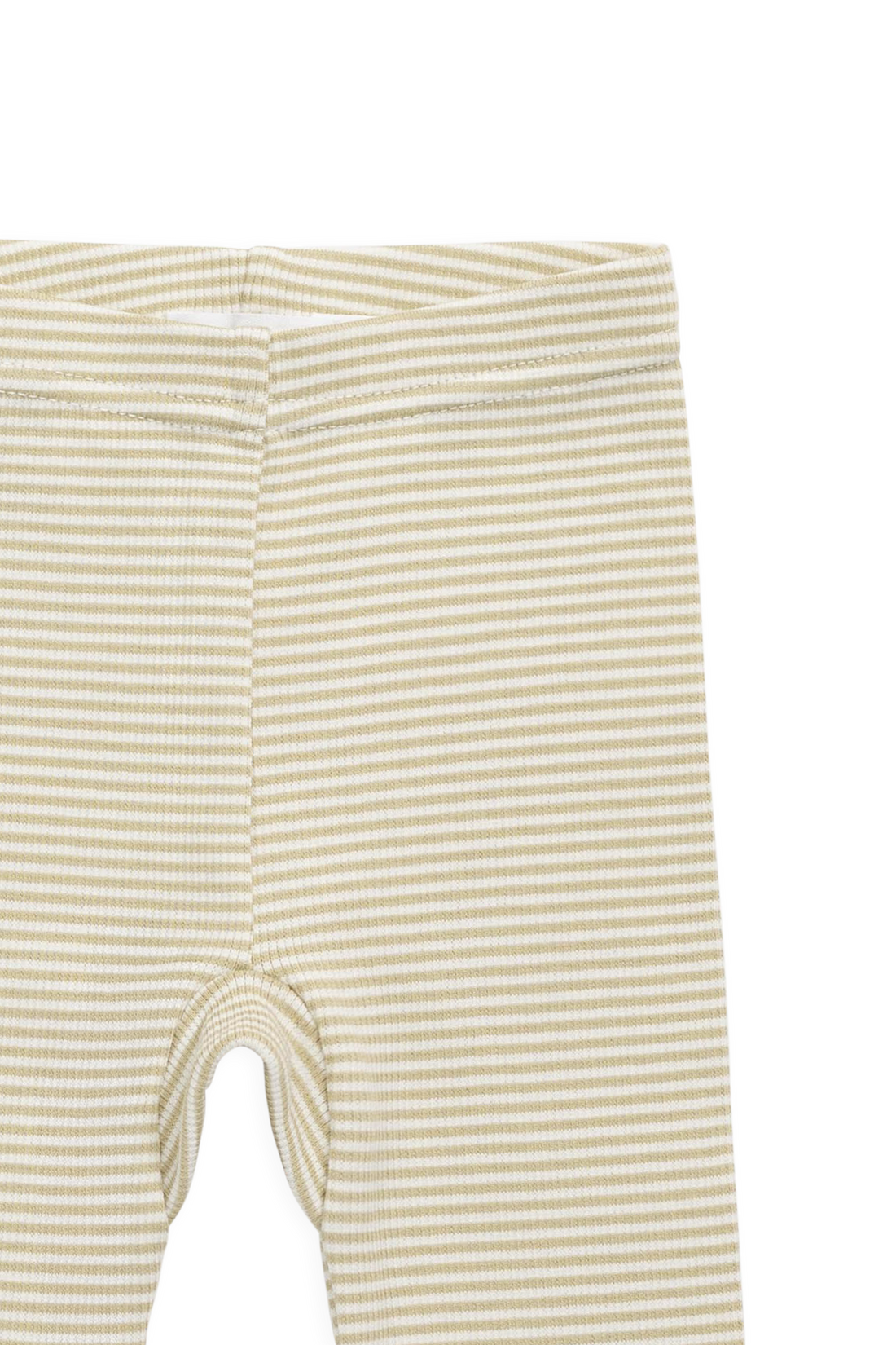 Organic Cotton Fine Rib Wiley Legging - Petite Stripe Hay/Cloud Childrens Legging from Jamie Kay Australia