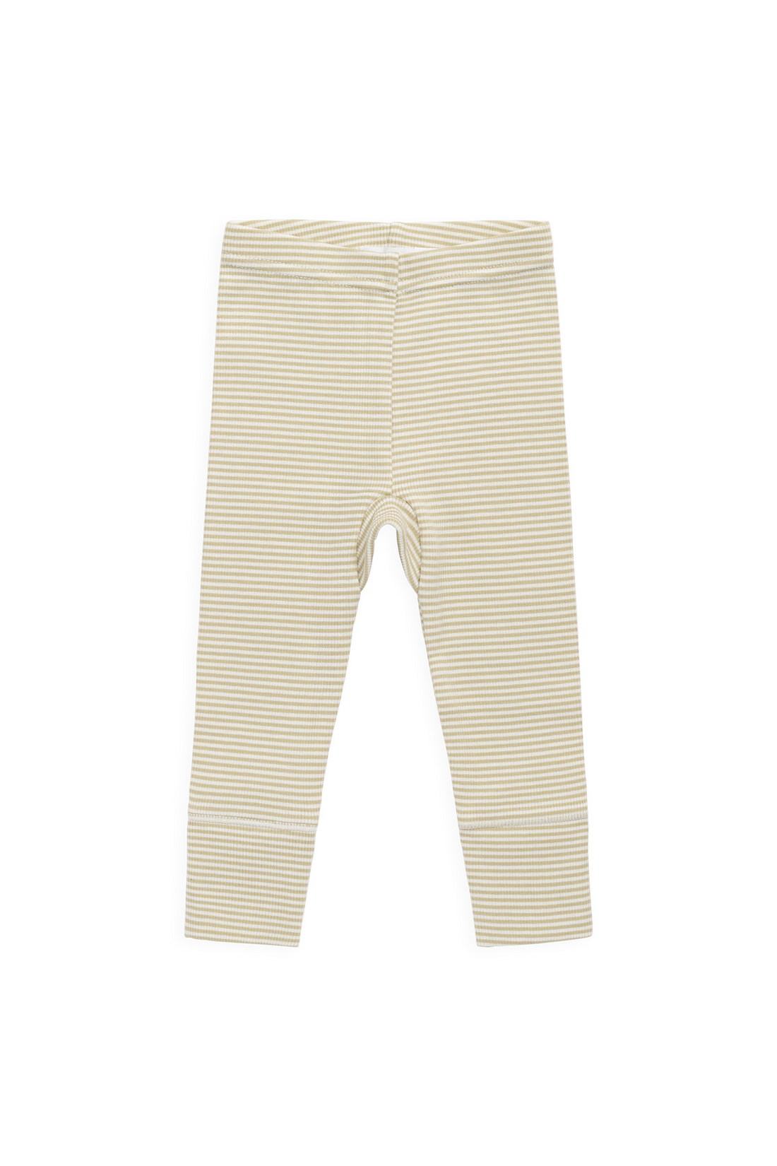Organic Cotton Fine Rib Wiley Legging - Petite Stripe Hay/Cloud Childrens Legging from Jamie Kay Australia