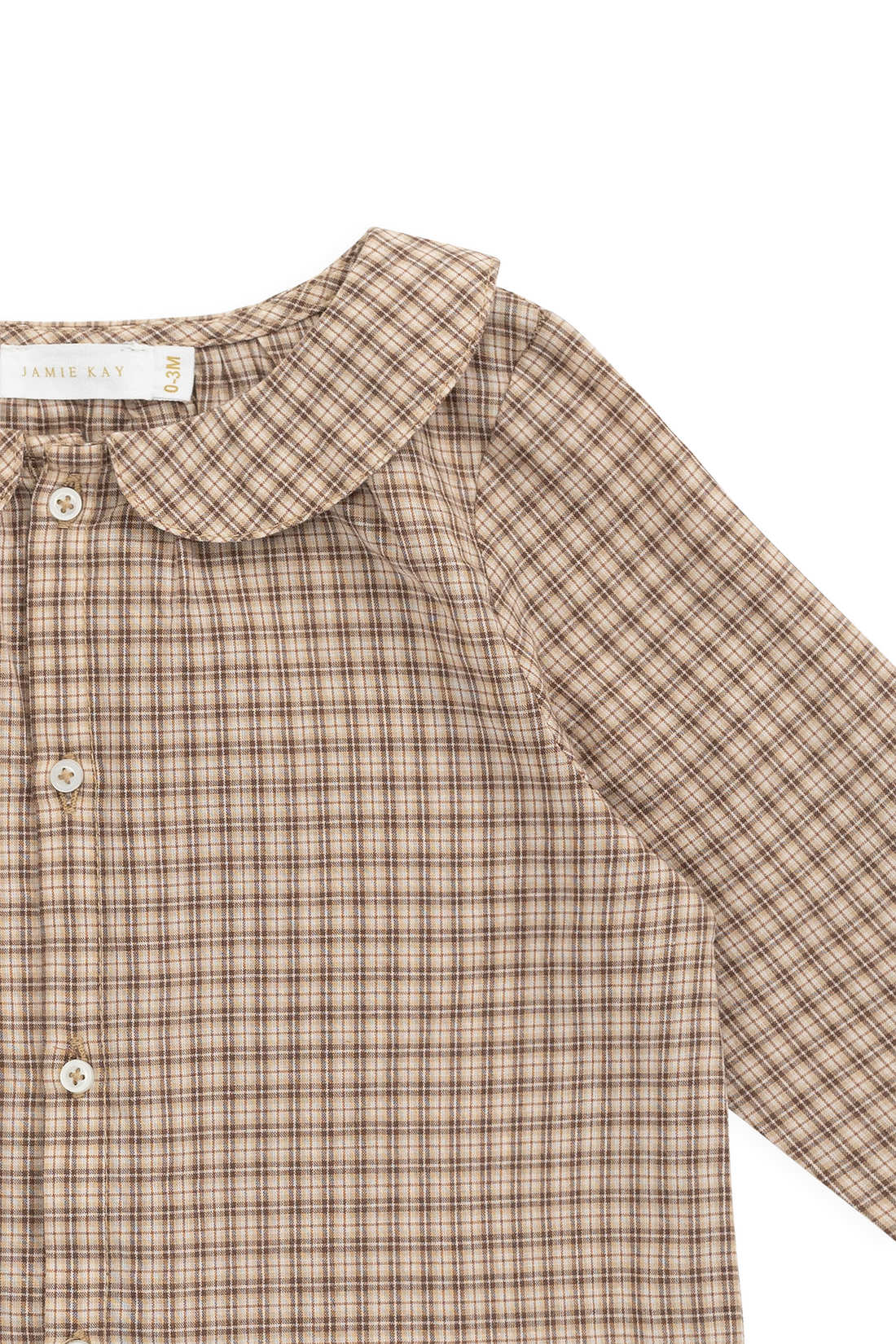 Organic Cotton Gabriel Top - Cabin Check Cocoa Childrens Top from Jamie Kay Australia