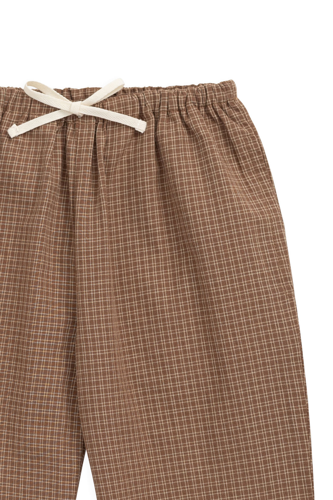 Organic Cotton Kenji Pant - Double Windowpane Check Oud/Hay Childrens Pant from Jamie Kay Australia
