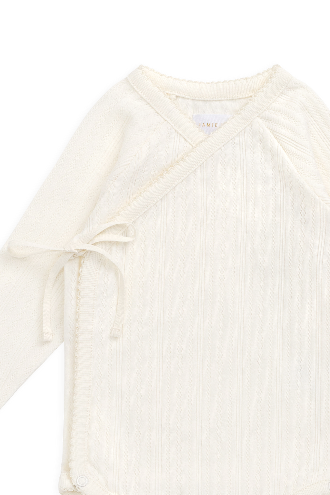 Organic Cotton Pointelle Marina Bodysuit - Parchment Childrens Bodysuit from Jamie Kay Australia