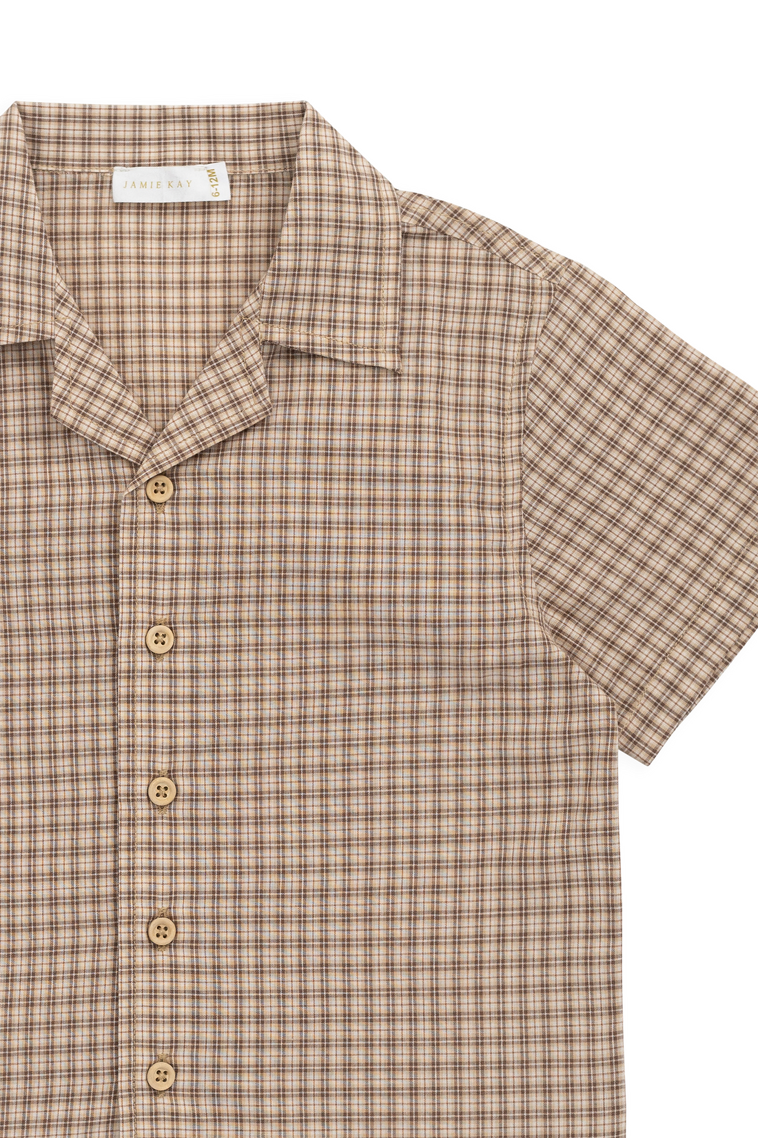 Organic Cotton Silas Shirt - Cabin Check Cocoa Childrens Top from Jamie Kay Australia