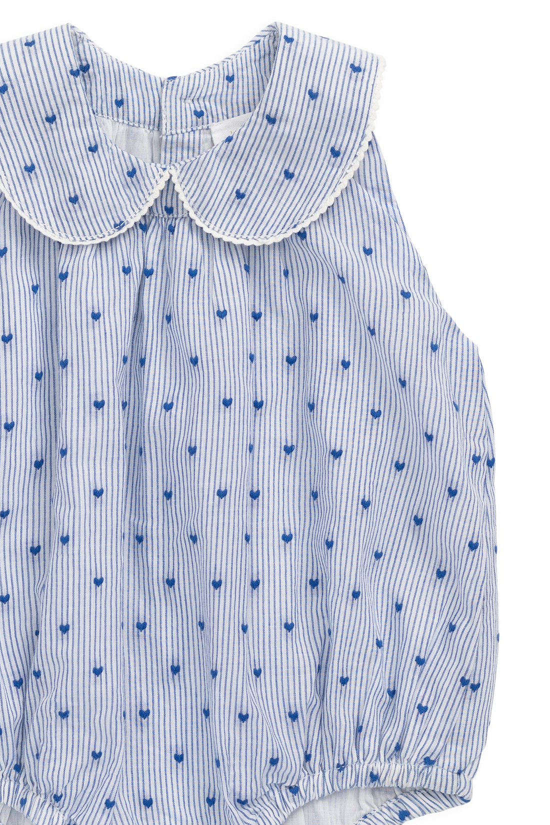 Organic Cotton Wisteria Playsuit - Mon Amour Stripe Indigo Childrens Playsuit from Jamie Kay Australia