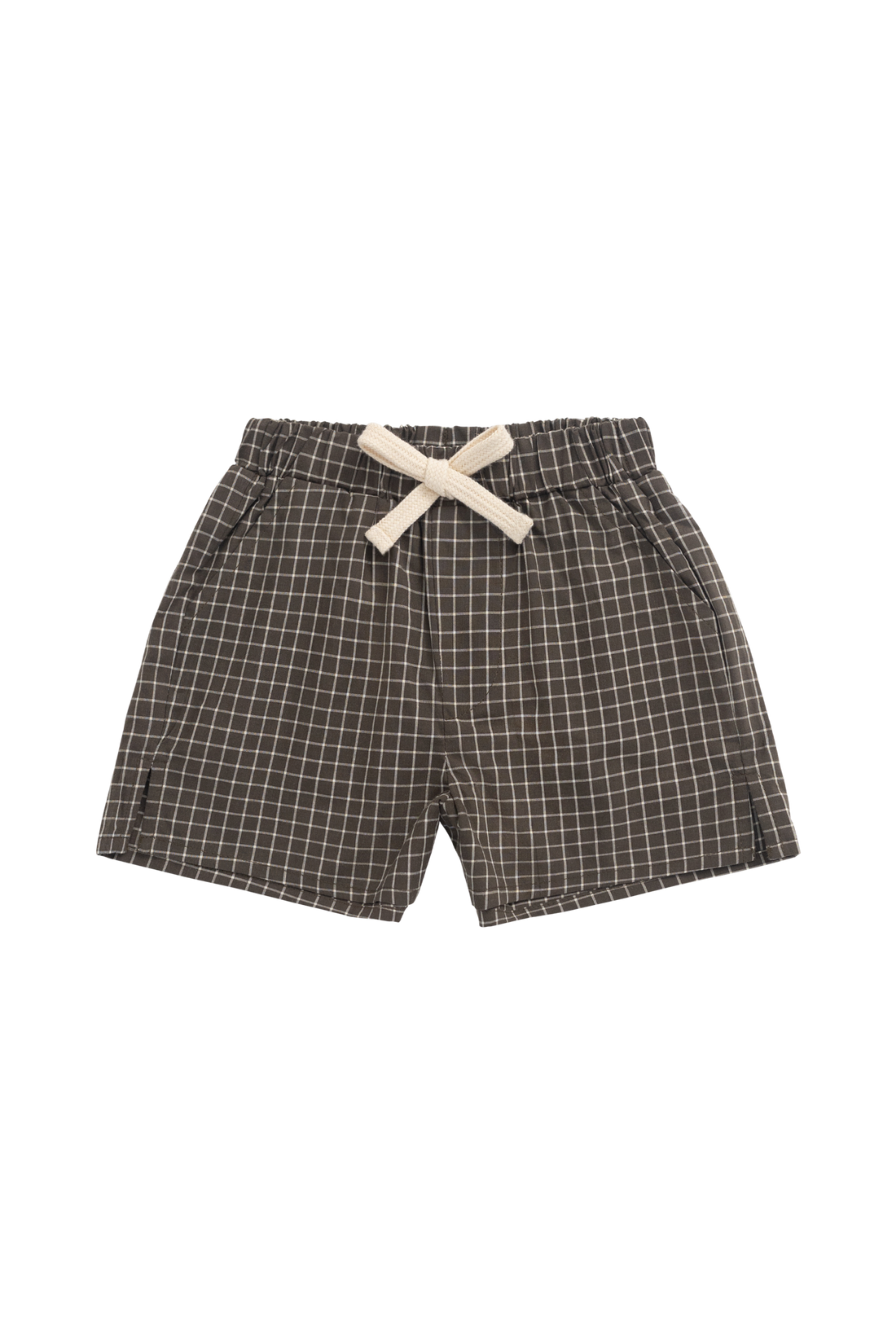 Organic Cotton Silas Short - Variegated Grid Tarmac Childrens Short from Jamie Kay Australia