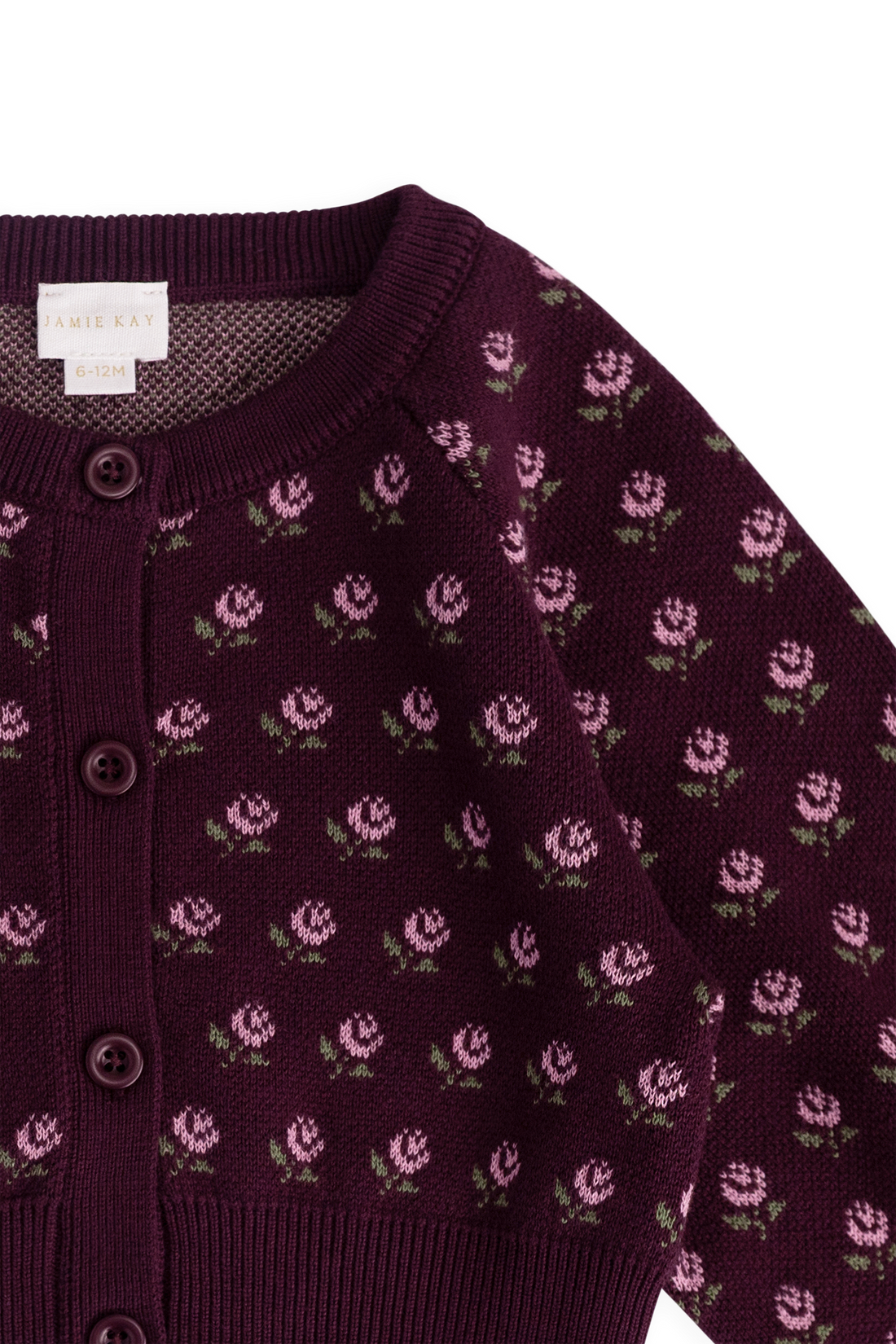 Evie Cardigan - Evie Jacquard Fig Childrens Cardigan from Jamie Kay Australia