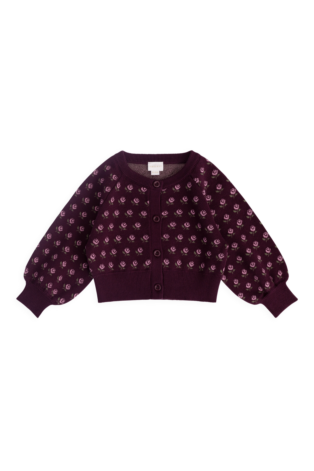Evie Cardigan - Evie Jacquard Fig Childrens Cardigan from Jamie Kay Australia