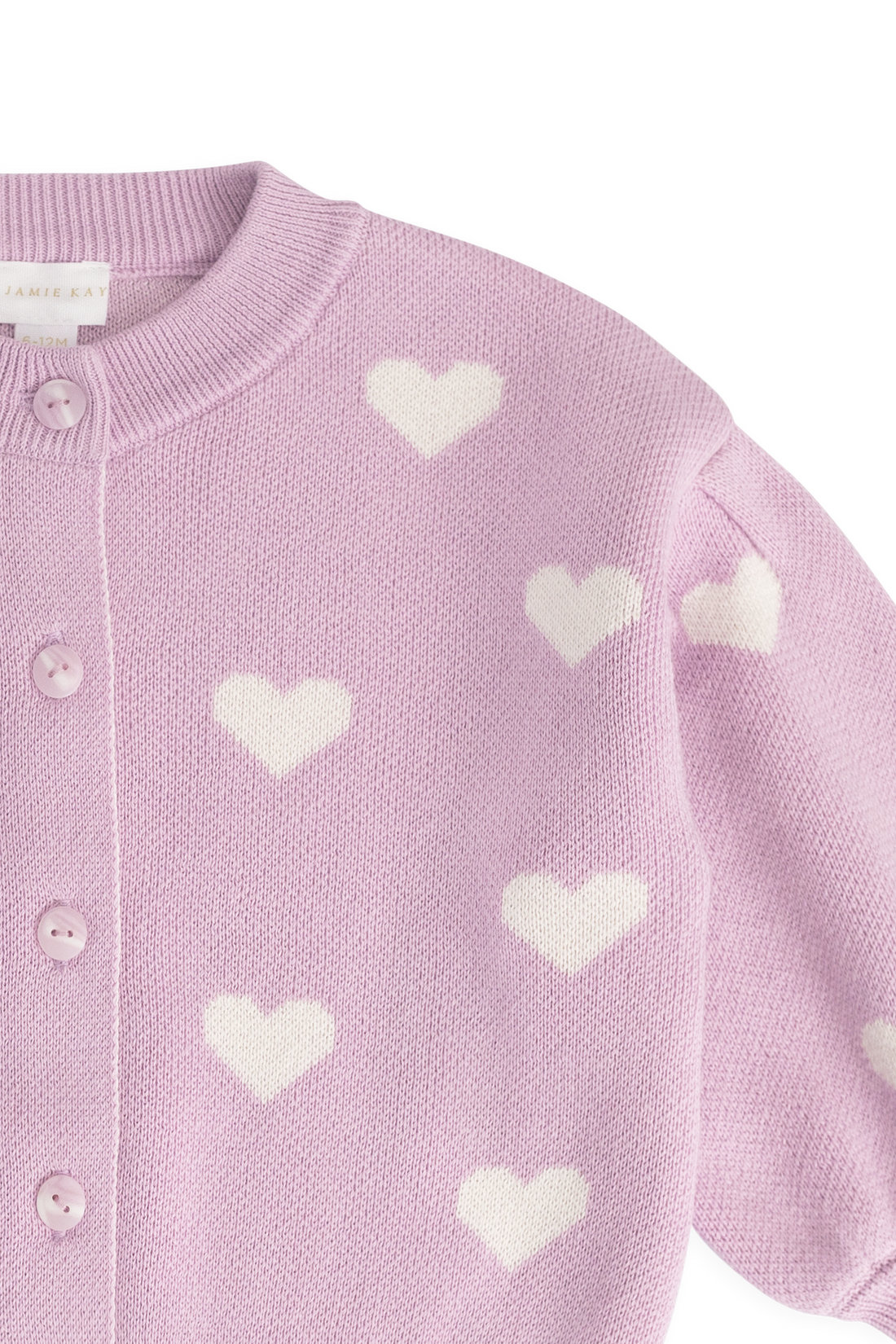 Kayla Cardigan - Kayla Heart Jacquard Orchid Dream Childrens Cardigan from Jamie Kay Australia