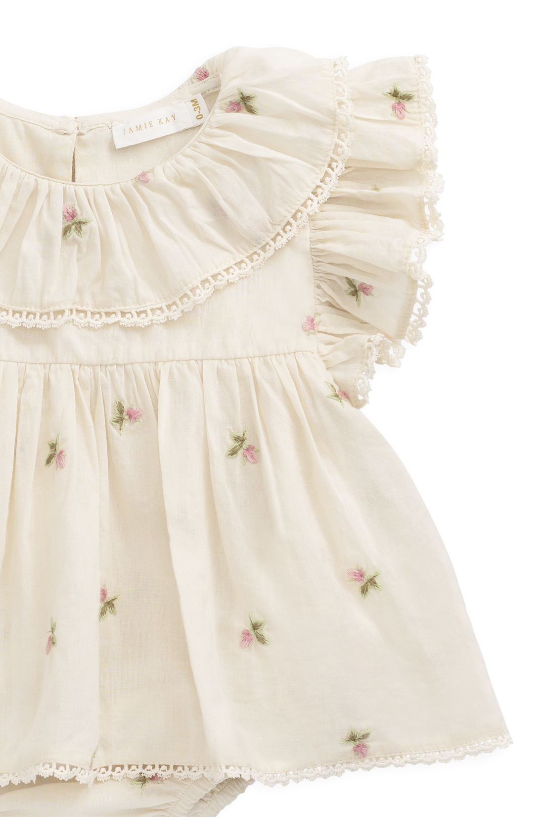 Organic Cotton Frannie Playsuit - Rosebud Egret Childrens Playsuit from Jamie Kay Australia