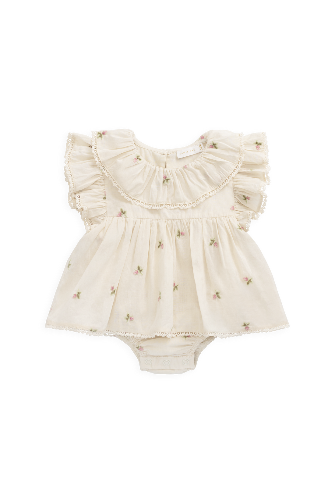 Organic Cotton Frannie Playsuit - Rosebud Egret Childrens Playsuit from Jamie Kay Australia