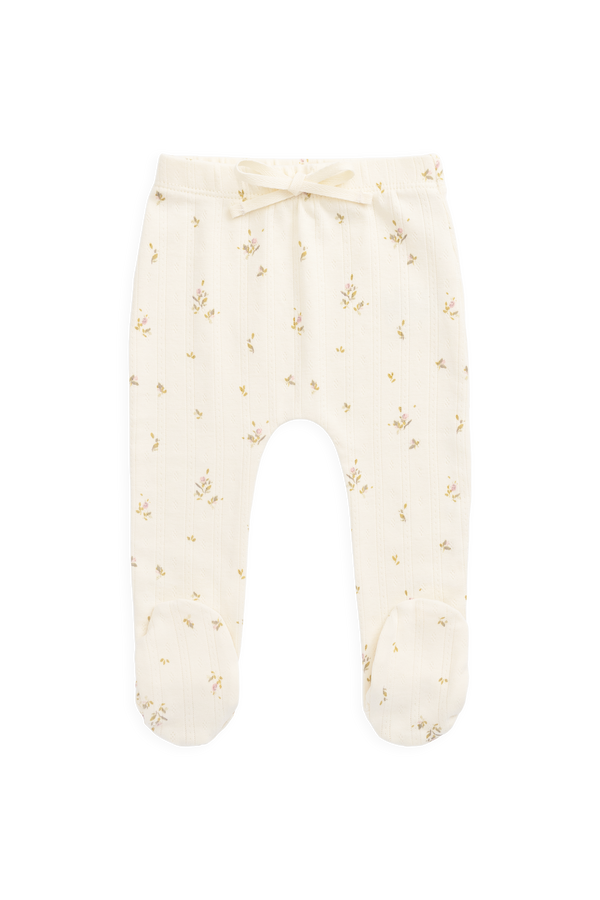 Organic Cotton Pointelle Footed Pant - Dina Antique Childrens Pant from Jamie Kay Australia