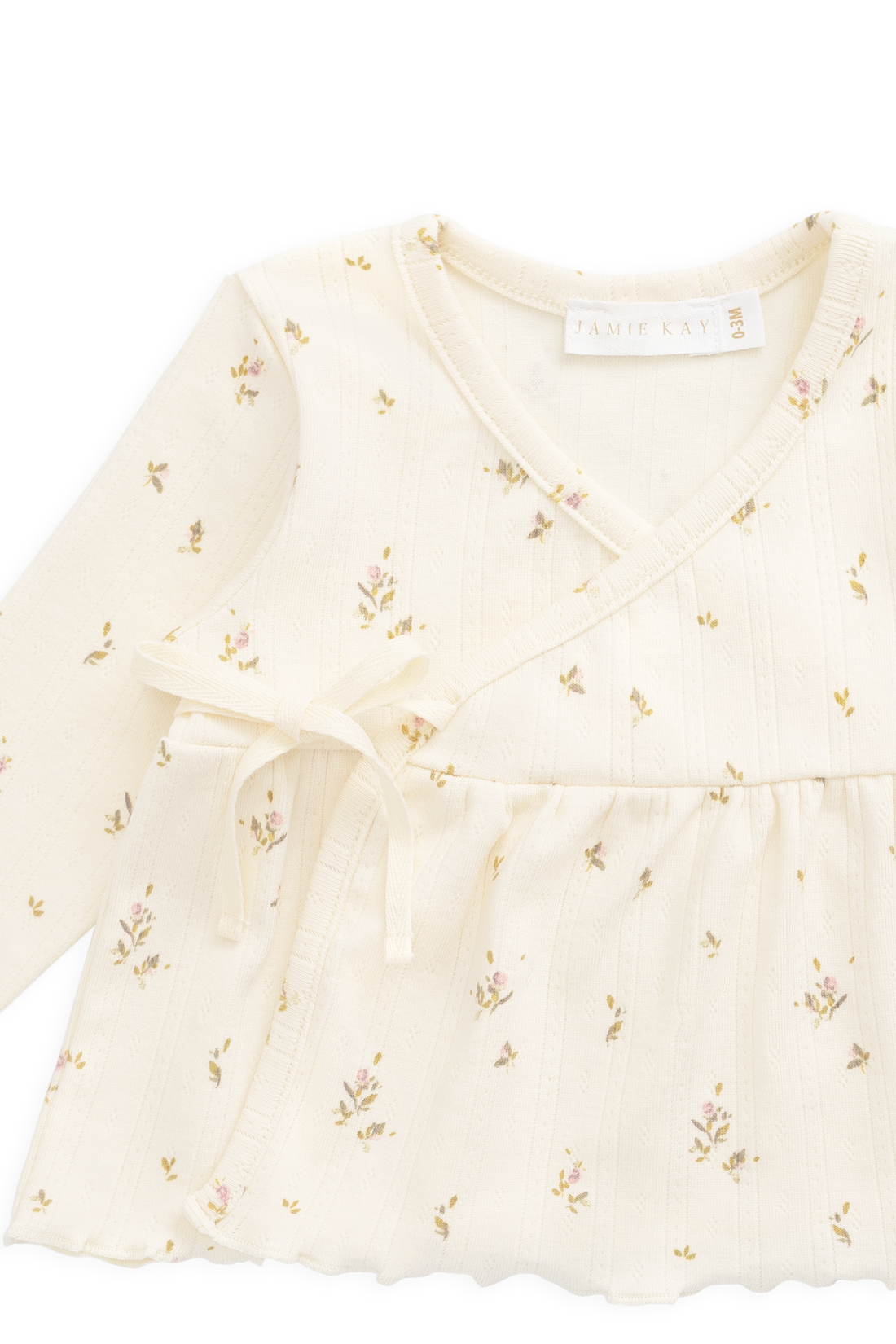 Organic Cotton Pointelle Lydie Wrap Top - Dina Antique Childrens Top from Jamie Kay Australia