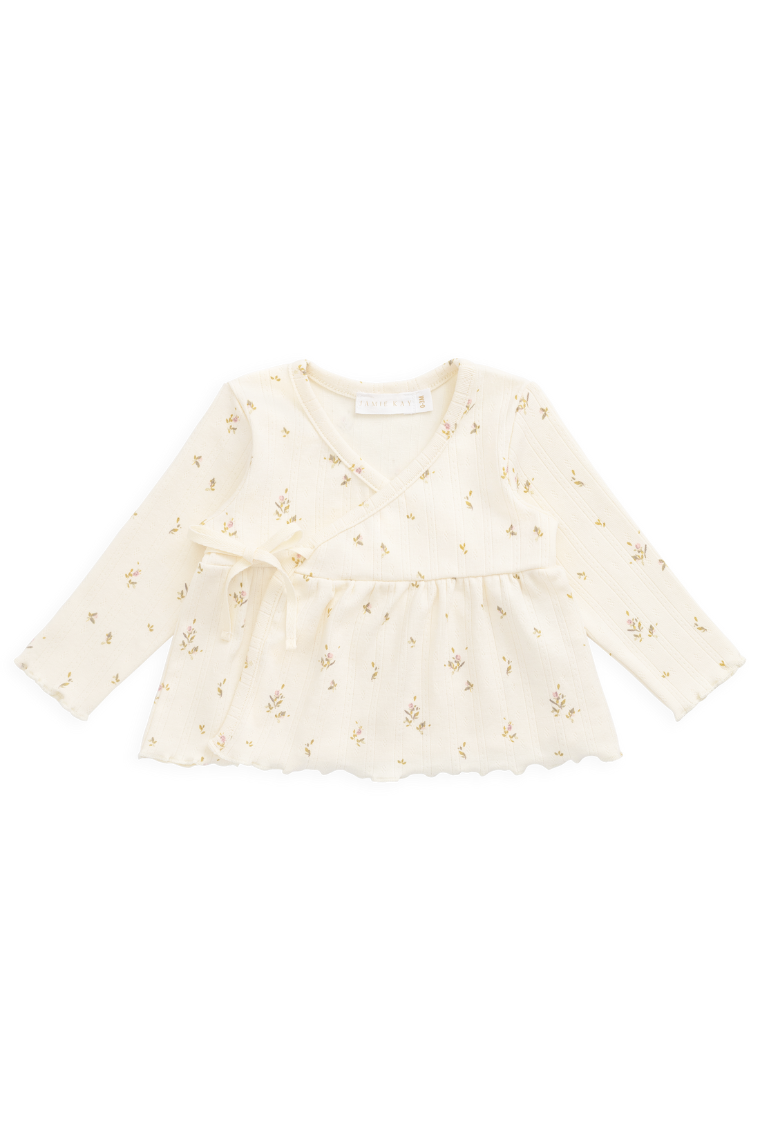 Organic Cotton Pointelle Lydie Wrap Top - Dina Antique Childrens Top from Jamie Kay Australia