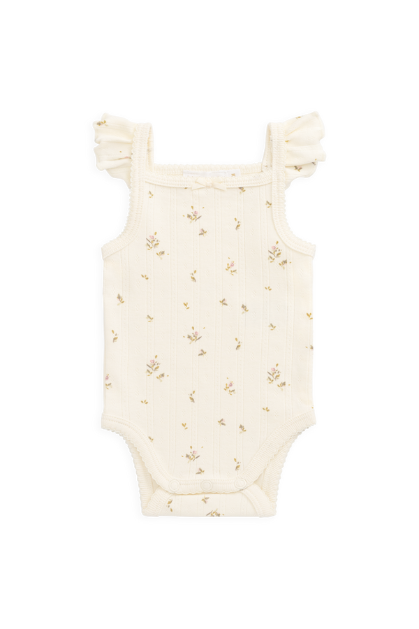 Organic Cotton Pointelle Zoella Bodysuit - Dina Antique Childrens Bodysuit from Jamie Kay Australia