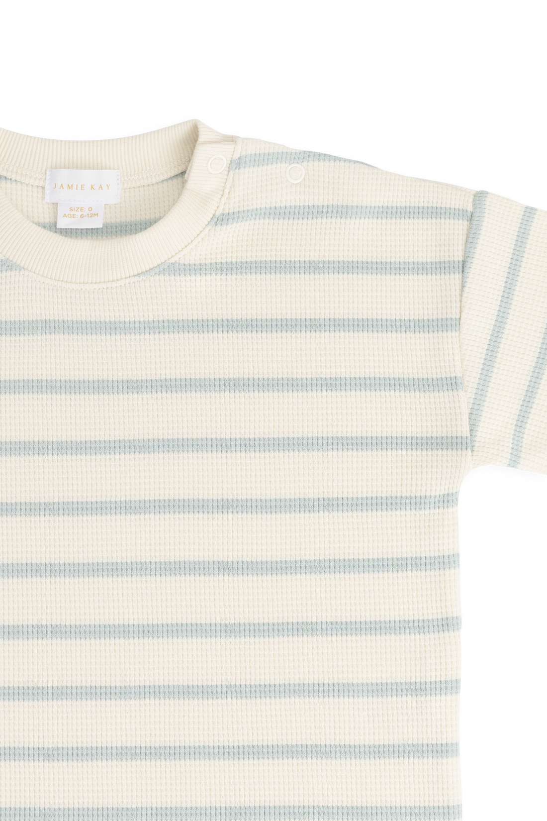 Organic Cotton Waffle Leith Tee - James Stripe Reef/Cloud Childrens Top from Jamie Kay Australia