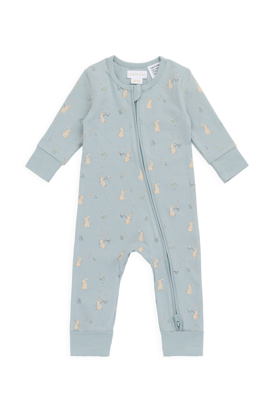Organic Cotton Frankie Onepiece-Lapin Jardin Blue Childrens Onepiece from Jamie Kay Australia