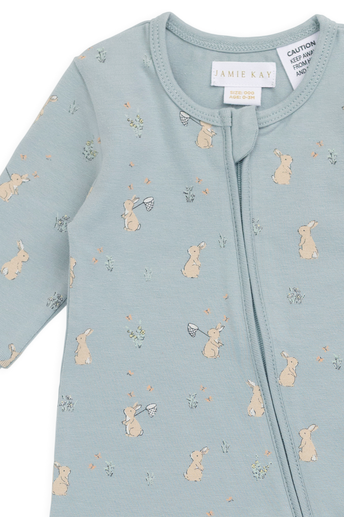 Organic Cotton Frankie Onepiece-Lapin Jardin Blue Childrens Onepiece from Jamie Kay Australia