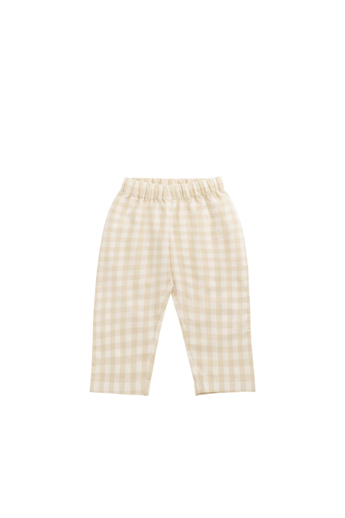 Organic Cotton Kingston Pant - Gingham Pale Khaki Childrens Pant from Jamie Kay Australia