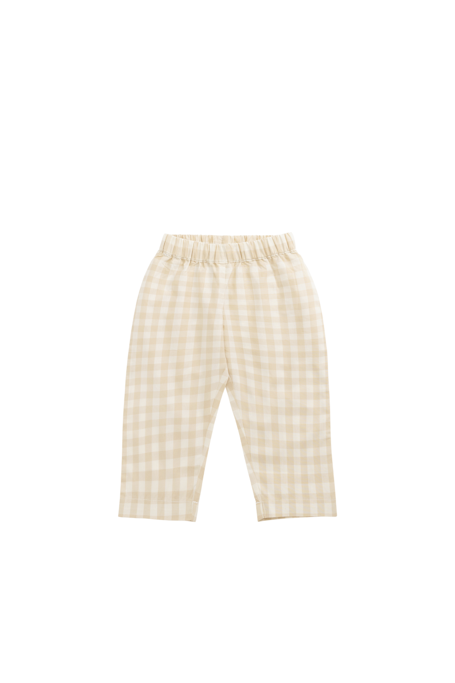 Organic Cotton Kingston Pant - Gingham Pale Khaki Childrens Pant from Jamie Kay Australia