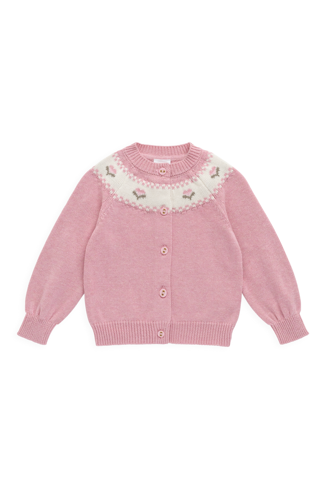 Annette Cardigan - Annette Jacquard - Pink Flutter Marle Childrens Top from Jamie Kay Australia