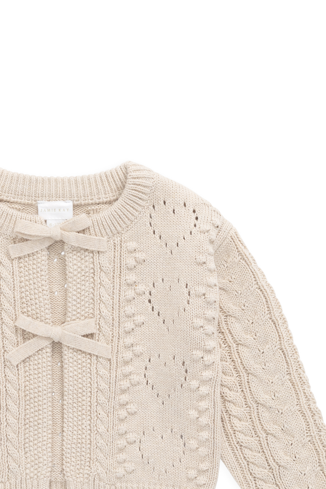 Josephine Cardigan - Light Oatmeal Marle Childrens Top from Jamie Kay Australia