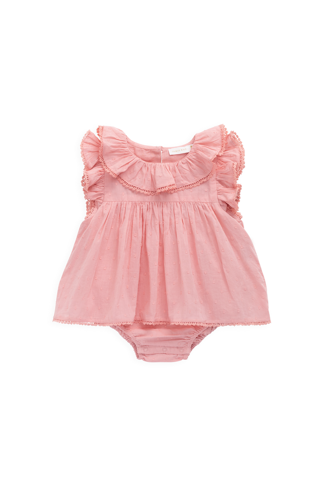Organic Cotton Frannie Playsuit - Swiss Pink Childrens Playsuit from Jamie Kay Australia