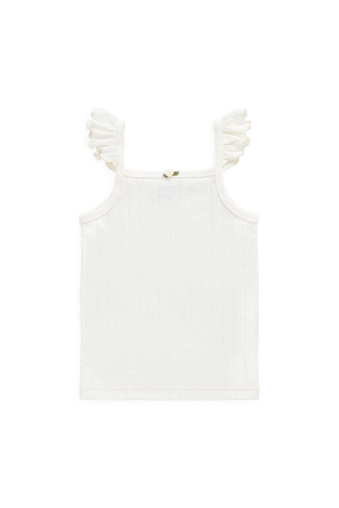 Organic Cotton Josephine Singlet - Sweet Heart Pointelle Parchment Childrens Singlet from Jamie Kay Australia