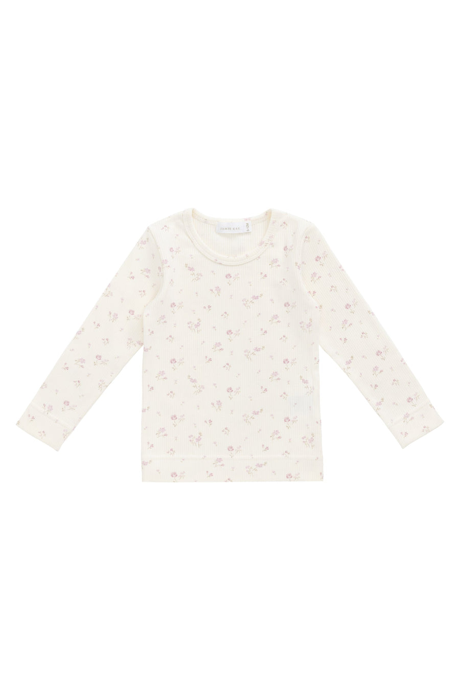 Organic Cotton Fine Rib Long Sleeve Top - Caroline Egret Childrens Top from Jamie Kay Australia