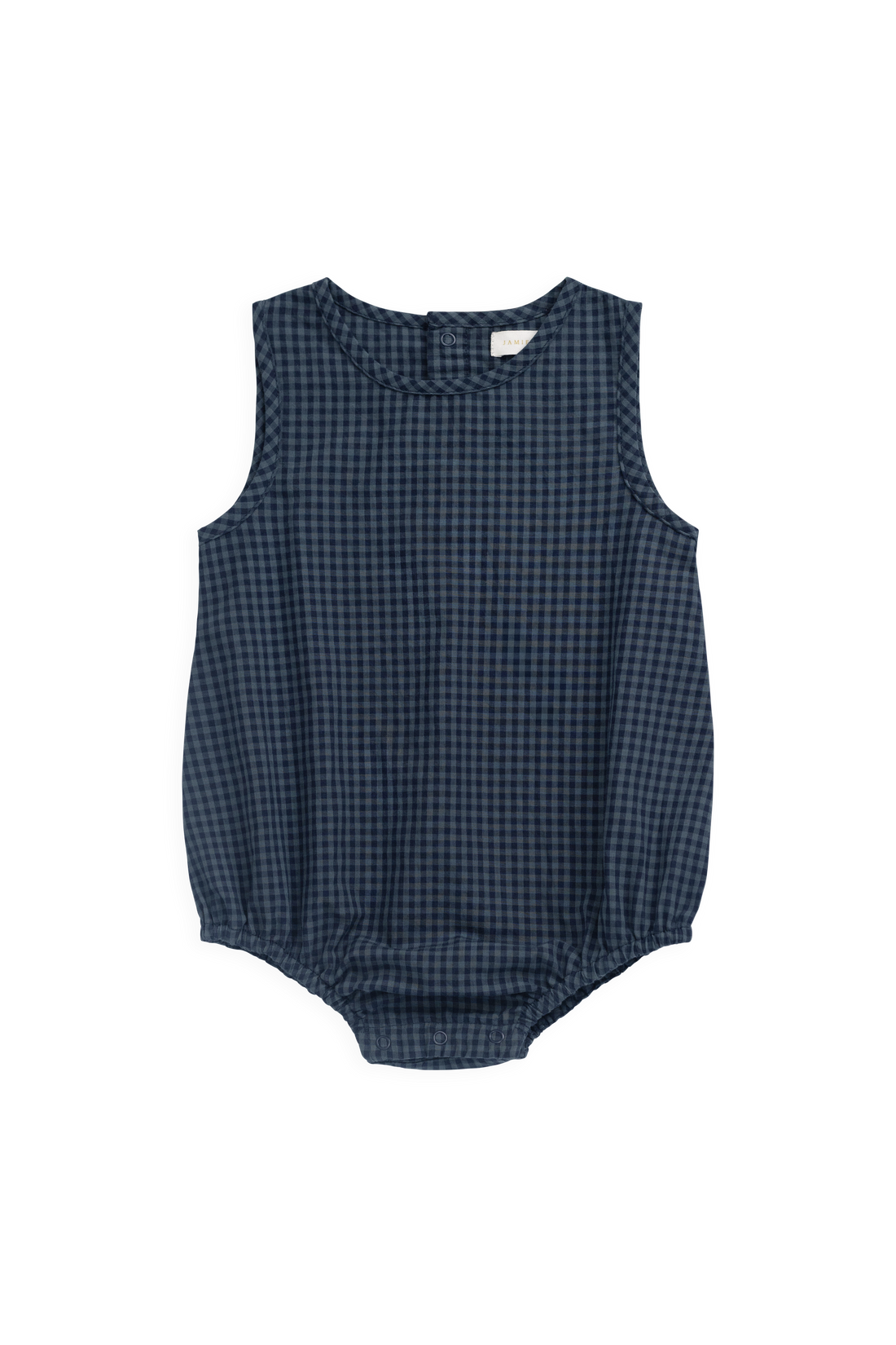 Organic Cotton Bentley Playsuit - Tiny Gingham Maritime Childrens Playsuit from Jamie Kay Australia