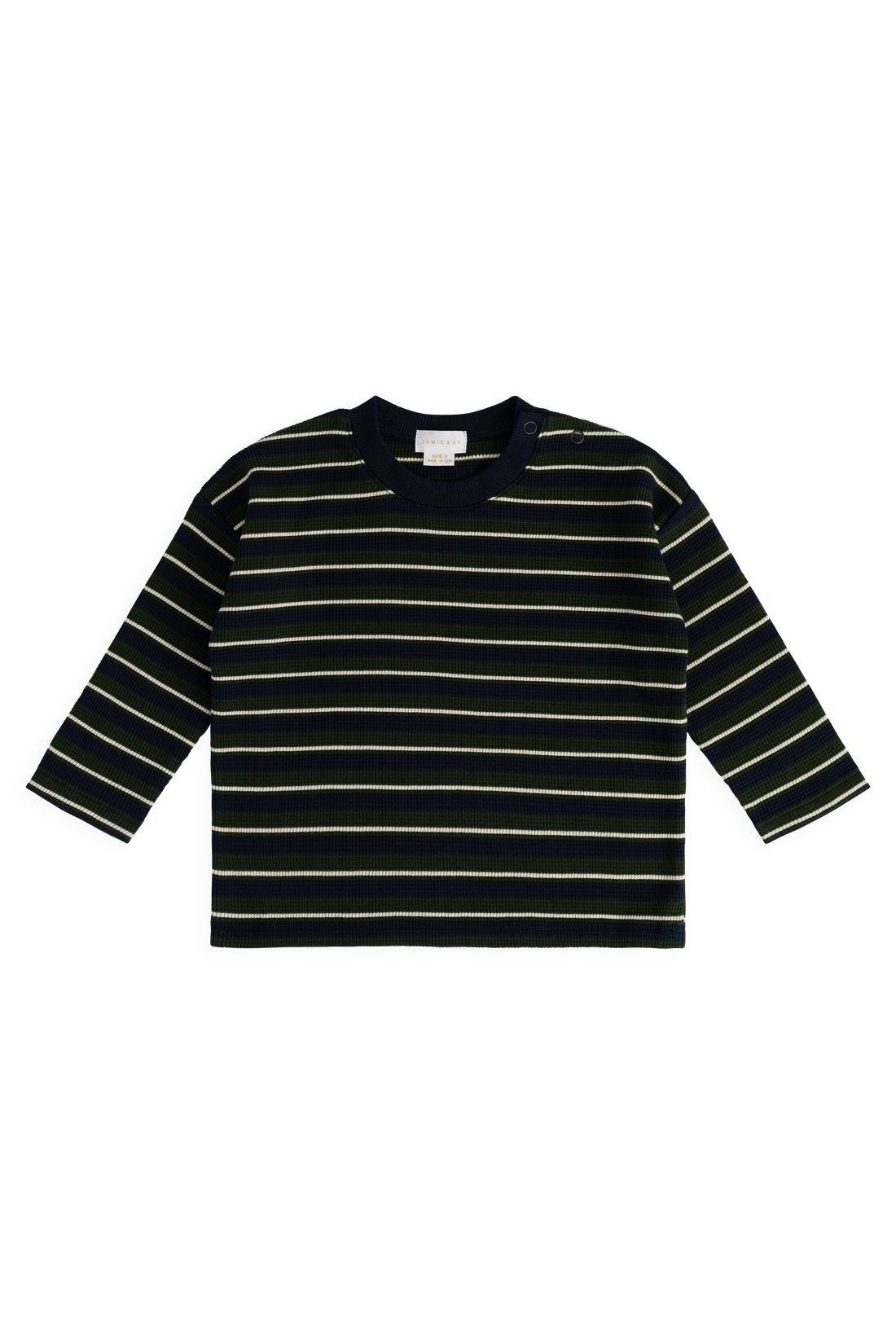 Organic Cotton Waffle Leith Long Sleeve Top - Maritime Grandeur Stripe Childrens Top from Jamie Kay Australia