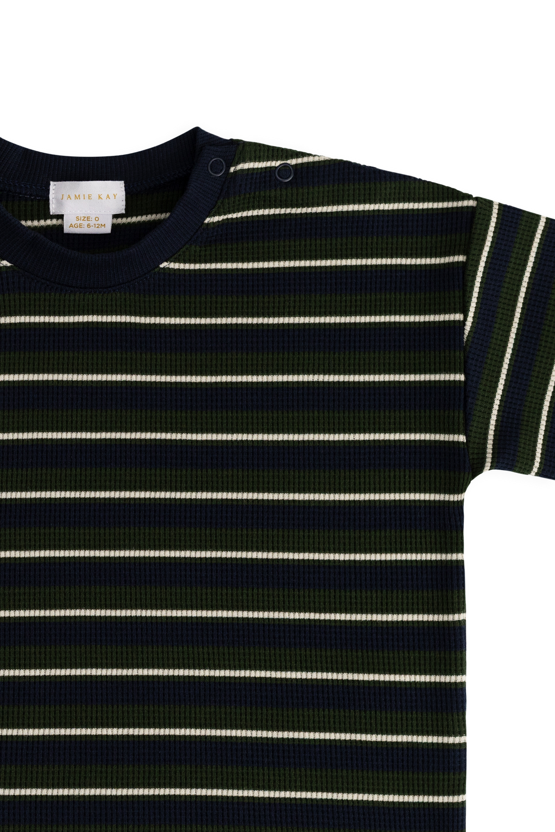 Organic Cotton Waffle Leith Tee - Maritime Grandeur Stripe Childrens Top from Jamie Kay Australia
