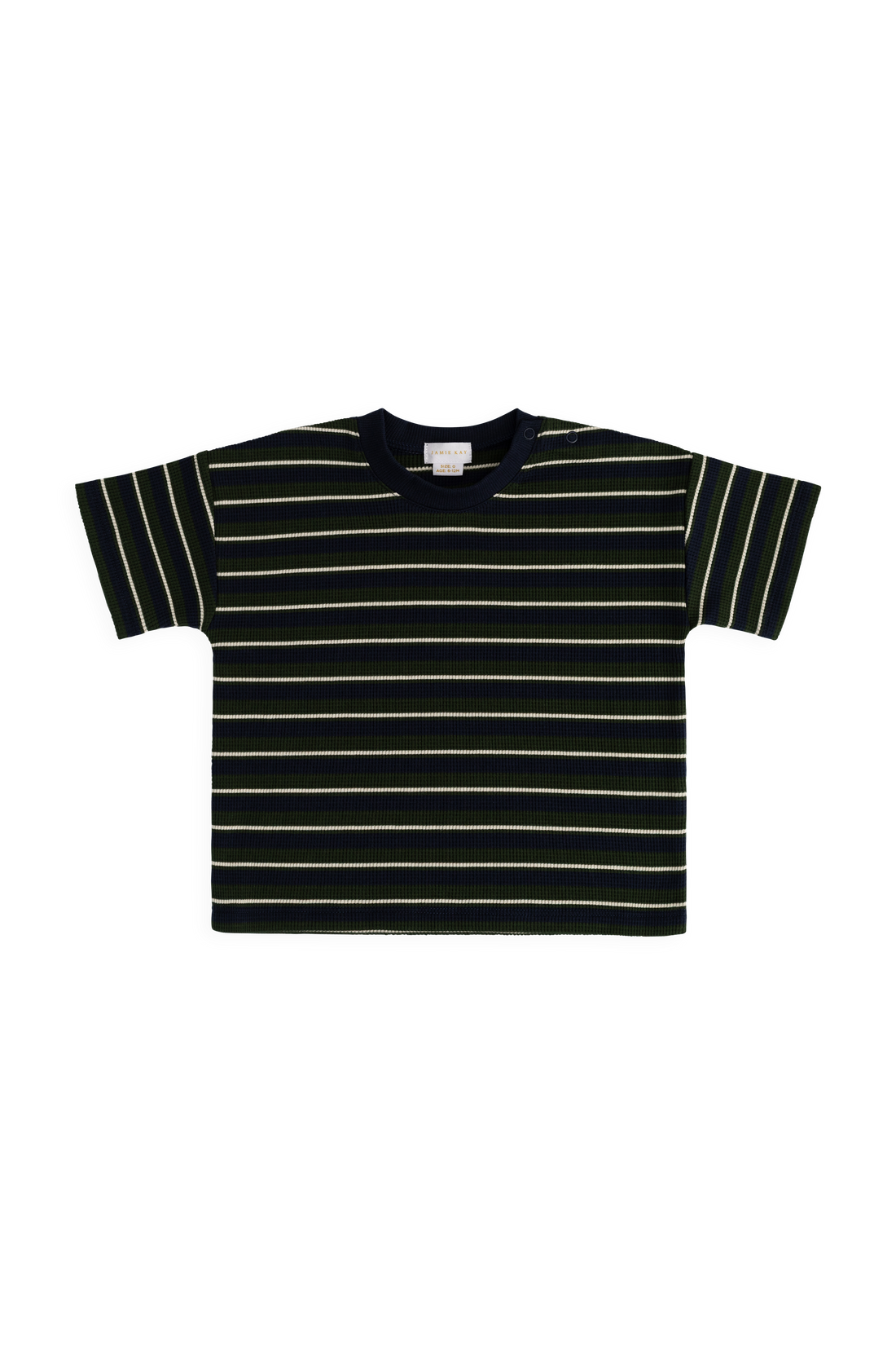 Organic Cotton Waffle Leith Tee - Maritime Grandeur Stripe Childrens Top from Jamie Kay Australia