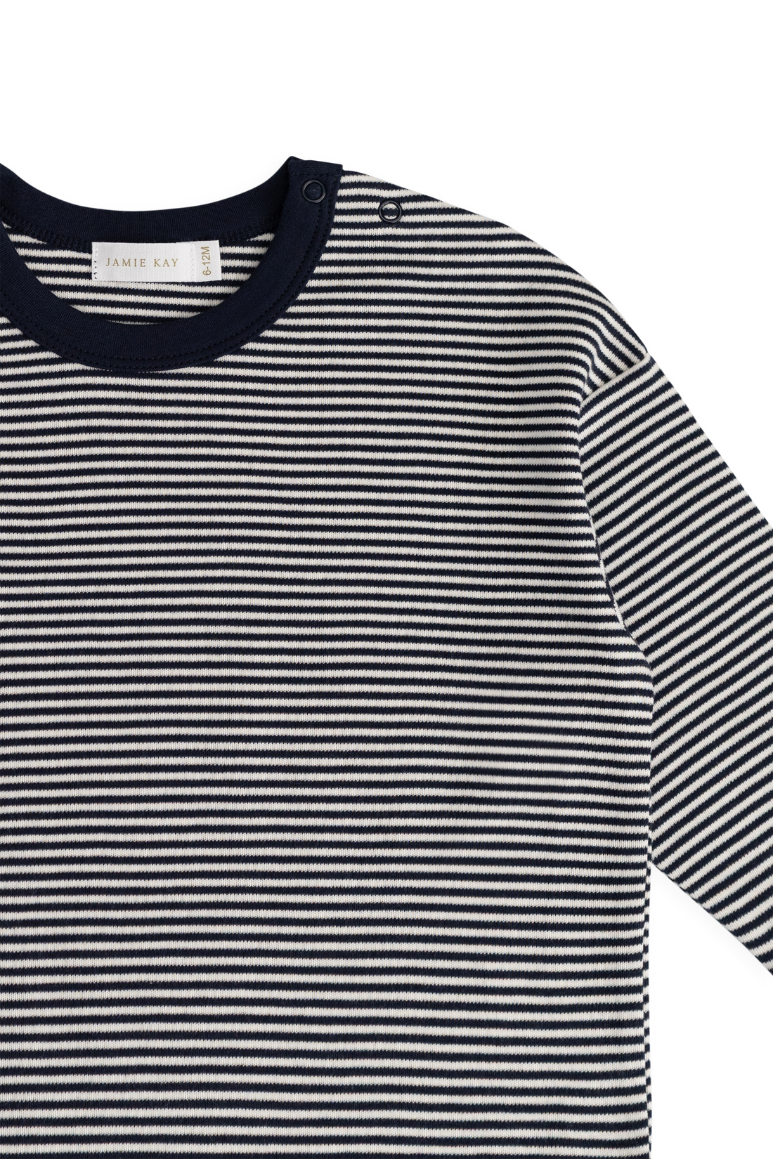 Pima Cotton Edward Long Sleeve Top - Petite Stripe Cloud/Maritime Childrens Top from Jamie Kay Australia