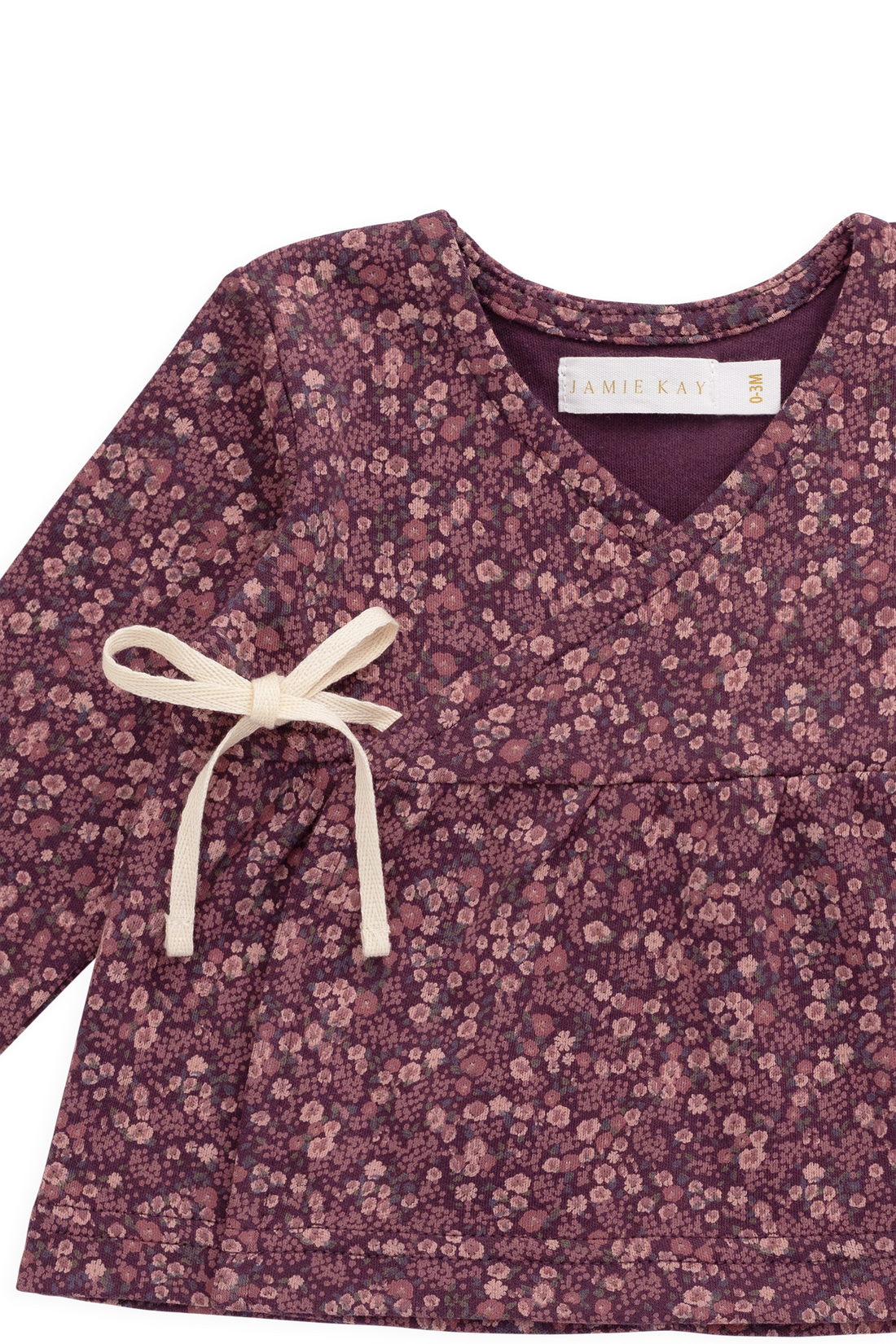 Organic Cotton Clemence Wrap Top - Fig Floral Childrens Top from Jamie Kay Australia